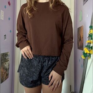 Romwe Brown Long Sleeve Shirt Top